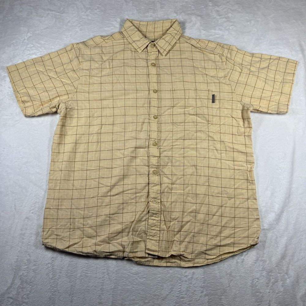 Woolrich Men's Yellow‎ Plaid Short Sleeve Button Down Cotton Shirt XL